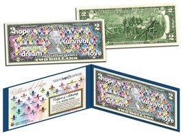 Cancer Awareness * RIBBONS OF HOPE * Colorized U.S. $2 Bill * STAND UP 2... - £11.14 GBP