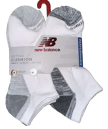 New Balance Men's Low Cut Socks White/Gray 6-Pair Sizes 6-12.5 Active Cushion - $15.17