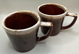 Coffee Mugs: Brown Drip Glaze Coffee Mugs Cups; Set Of 2 - £11.06 GBP