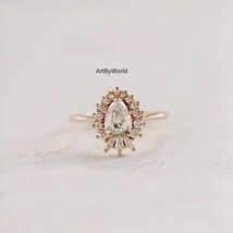 Vintage Style Moissanite 2.02 CT Pear Diamond Wedding Ring, Engagement Ring - £79.12 GBP