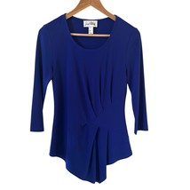 Joseph Ribkoff Women Asymmetrical Top Blue Size 4 Party Designer Retro O... - $29.99