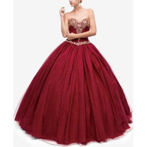 Dancing Queen/Quinceañera Embellished Pleated Strapless Gown, Size Large - £213.53 GBP