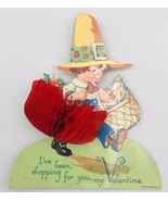 VTG Die Cut Child w/Honeycomb Basket Be My Valentine Card Germany 5.5&quot; x... - £11.05 GBP