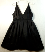Free People Fit &amp; Flare Dress Womens Sz 2 Black Polyester Spaghetti Strap V Neck - £27.38 GBP