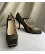 Unworn Prada Sz41 Green Silk &amp; Leather Mary Jane Dress Shoes Heels Squar... - $6,396.65 MXN