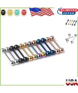 14G Mix-Color Stainless Steel Tongue Rings - Perfect Comfort for All Ski... - $350.61 MXN