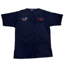 Medium NHS Scrub Top Navy Blue Unisex Tunic V-neck Top with Inner-lined Pockets - £9.44 GBP