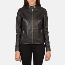 LE Rave Brown Leather Biker Jacket - £109.83 GBP+
