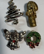 Brooch Pin Christmas Bundle 4 Tree and Angel Gold Resin Candy  Cane Wreath - £6.25 GBP