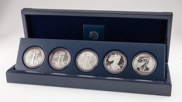 2011 25th Anniversario 5-Coin American Eagle Set W/Originale Box, Case , E COA - £572.39 GBP