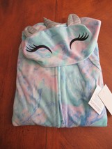 Fleece One-Piece Pajamas Size 6 7 8 14/16 Blanket Sleeper Union Hooded Unicorn - £19.52 GBP