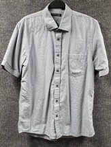 Keeneth Cole Shirt Mens Large Cotton Blue Brown Polka Dot Button Down Vi... - $22.93