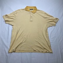 Greg Norman Polo Shirt Mens 2XL White Yellow Striped Collar Short Sleeve - $15.88