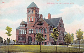 MENOMINEE MICHIGAN~HIGH SCHOOL~1910s BOSSELMAN PUBLISHED POSTCARD - £7.18 GBP