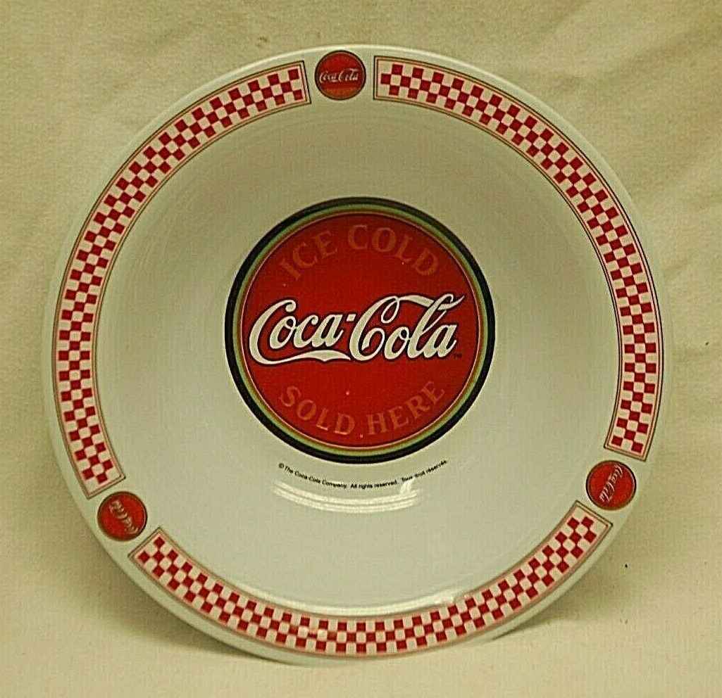 Primary image for Coca Cola Pop Shop Gibson Designs Soup Cereal Bowl Red Check Panels Outlined