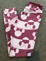 BNWT LuLaRoe Disney OS Leggings Minnie Mouse Ears Bows HTF Coral Pink One Size - £11.19 GBP