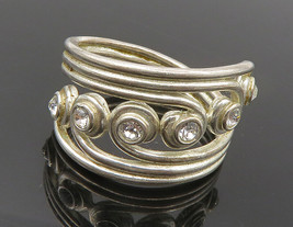 925 Sterling Silver - Vintage Cubic Zirconia Swirl Band Ring Sz 4.5 - RG14830 - £22.43 GBP