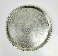  Vintage Hammered Aluminum Metal Serving Tray Scalloped Edge 10&quot;  - £15.16 GBP