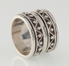 Wide Double Spinner Sterling Silver Band Ring Size 7.5 - $148.50