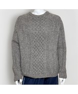 Handmade Fisherman Sweater Mens XL Gray Wool Cable Knit Crew Neck Heavyw... - $1,842.74 MXN