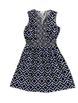 Jude Connally Dress Womens Size XS Blue White Geometric Shift Pocket Sleeveless - £24.66 GBP