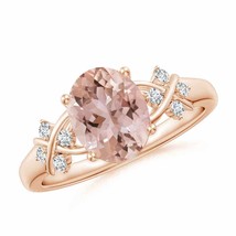 ANGARA Solitaire Oval Morganite Criss Cross Ring with Diamonds - £1,005.01 GBP