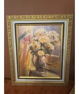 “Summer Sunshine” Floral Oil Painting by Elizabeth Parsons, Vintage Gilt... - $485.10