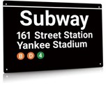 Yankee Stadium New York Subway Station Tin Sign 161 Street  + Free Subwa... - $14.77