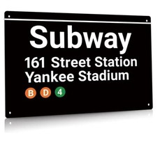 Yankee Stadium New York Subway Station Tin Sign 161 Street  + Free Subwa... - £11.80 GBP