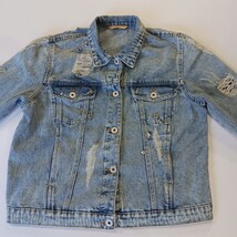 Highway Jeans Women's Blue Cotton Blend Distressed Denim Jacket Pockets Size L image 13