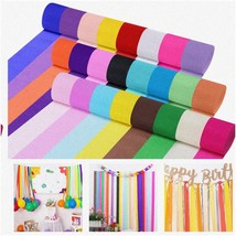 Colorful Festive Fun: 24 Rolls of Crepe Paper Streamers - Perfect for Birthdays, - £27.51 GBP