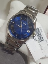Bulova Wilton Men&#39;s Quartz Silver-Tone Blue Dial Watch 41MM 96B386 $395 - £142.51 GBP