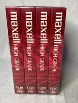 Maxwell High Grade 6 Hour T-120 Blank VHS Sealed Tape VCR Cassette Set of 4 NEW - £8.68 GBP