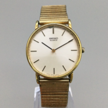 Vintage Seiko Watch Women 32mm Gold Tone 7800-8019 Stretch Band New Battery - £19.56 GBP