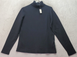 Talbots Sweater Women&#39;s Medium Black Knit Cotton Long Sleeve Turtleneck Pullover - £21.69 GBP