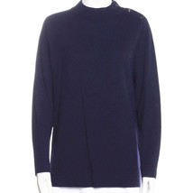 Kate Spade Wool Blend Mock Neck Button Pullover Sweater Navy Blue Size Large - £36.87 GBP