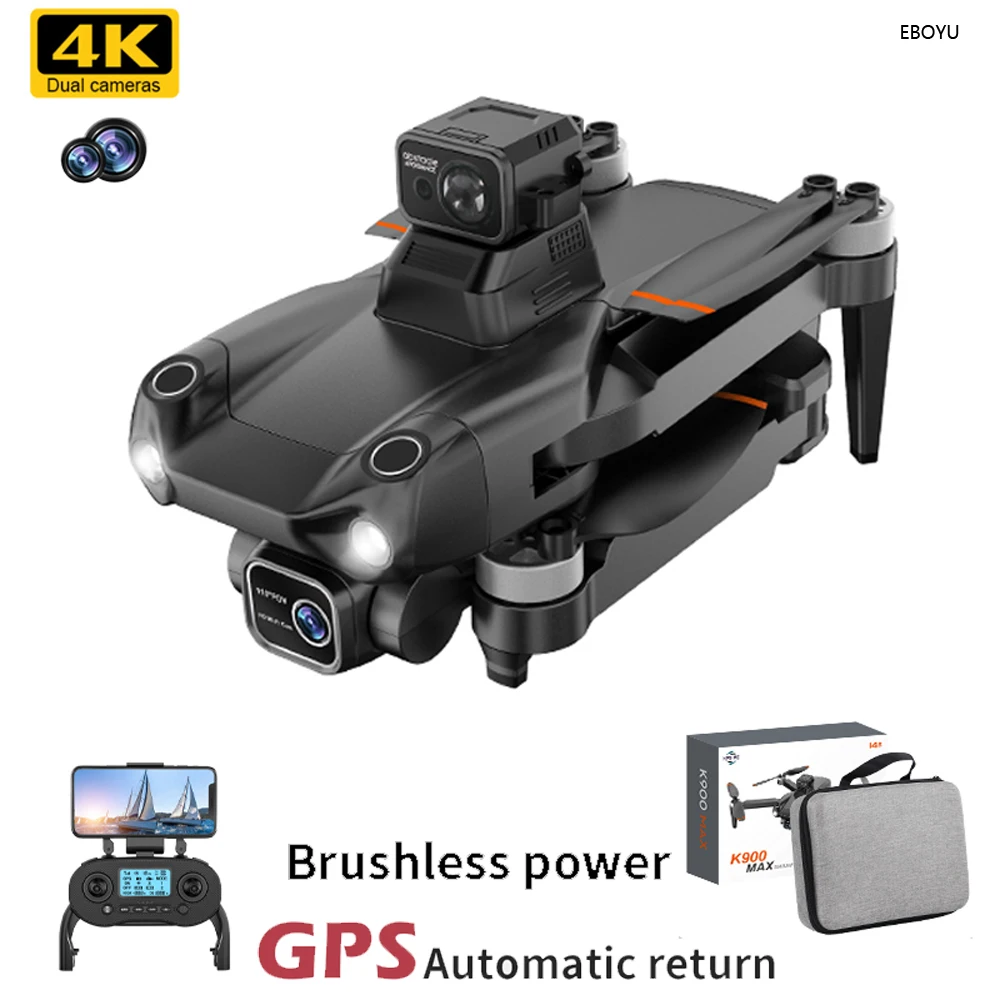 Eboyu K900MAX Gps Rc Drone Wi Fi Fpv 4K Dual Cams 360 Laser Obstacle Avoidan - £100.26 GBP+