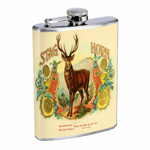 Vintage Cigar Box Poster D17 Flask 8oz Stainless Steel Hip Drinking Whiskey - £11.69 GBP