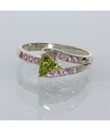 Yellow Green Mali Garnet Pink Sapphire Handmade 925 Silver Ladies Ring s... - £82.58 GBP