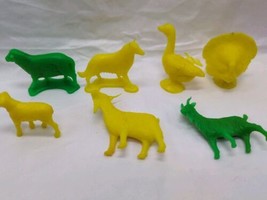 Lot Of (7) Vintage Neon Colored Plastic Farm Animal Toys Dog Duck  Pig S... - $15.83