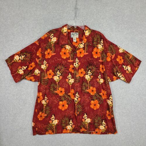 Primary image for Big Dogs Men's Hawaiian Shirt Short Sleeve 2X Red Hibiscus Martini Bikini Babe