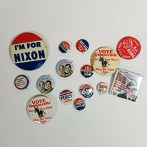 15 Political Buttons Percy Nixon Dukakis LBJ Democrat Nixon Wallace UAW Willkie - £10.96 GBP
