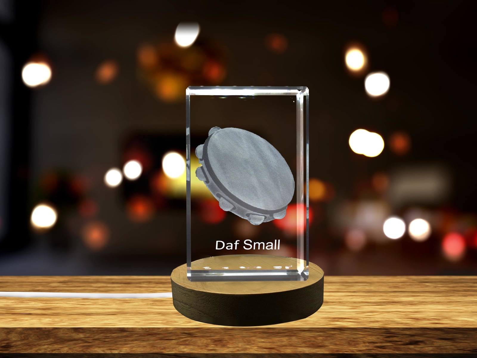 LED Base included | Daf 3D Engraved Crystal 3D Engraved Crystal Keepsake