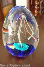 Large ART GLASS PAPERWEIGHT red FISH in clear and blue glass[8] - $80.18