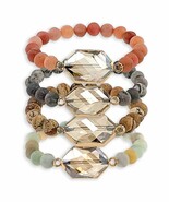 MATTE SEMI-PRECIOUS STONE STRETCH BRACELET - £7.99 GBP