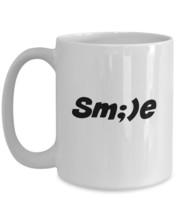 Smile - motivational inspirational mug wink emoticon white coffee teacup 11/15oz - £14.97 GBP