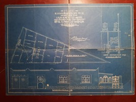 Antique Vintage Mexican Blue Whiteprint House Plan in Puebla México From... - $128.16 CAD