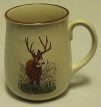 Ceramic Tan with Brown Trim Coffee Tea Mug with Deer - £3.95 GBP