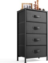 Linsy Home Bedroom Dresser, Four-Drawer Black Dresser, Wood Top And Stee... - $64.93