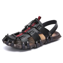 Men&#39;s Sandals Summer Leather Designer Men&#39;s Sandals Soft Original Outdoor Men Sh - £38.71 GBP